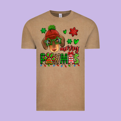Merry Pawmas Christmas Dachshund Vintage Tee Designed By Jasminsmagicworld