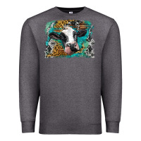 Charcoal Heather holstein cow leopard and western background Premium Sweatshirt - BarkalooDesign