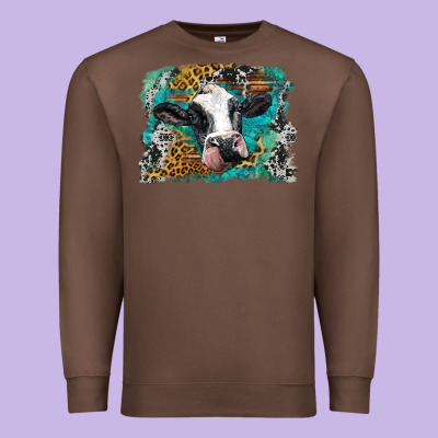 Holstein Cow Leopard And Western Background Premium Sweatshirt Designed By Barkaloodesign