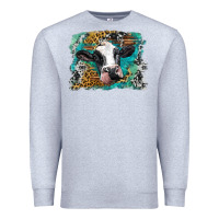 Heather Grey holstein cow leopard and western background Premium Sweatshirt - BarkalooDesign
