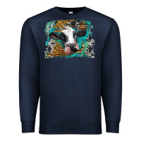 Navy holstein cow leopard and western background Premium Sweatshirt - BarkalooDesign
