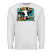 Oatmeal Heather holstein cow leopard and western background Premium Sweatshirt - BarkalooDesign