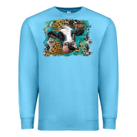 Ocean Blue holstein cow leopard and western background Premium Sweatshirt - BarkalooDesign