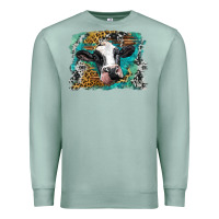 Seafoam holstein cow leopard and western background Premium Sweatshirt - BarkalooDesign