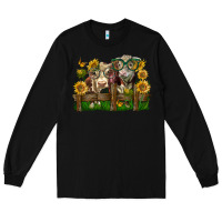 Black hereford bull and heifer with sunflowers Long Sleeve Tee - LillyAllenDesigns