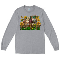 Heather Grey hereford bull and heifer with sunflowers Long Sleeve Tee - LillyAllenDesigns