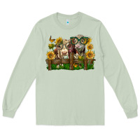 Matcha hereford bull and heifer with sunflowers Long Sleeve Tee - LillyAllenDesigns