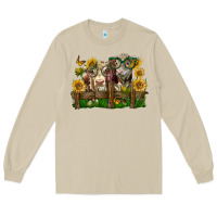 Mushroom hereford bull and heifer with sunflowers Long Sleeve Tee - LillyAllenDesigns