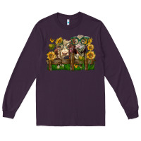 Plum hereford bull and heifer with sunflowers Long Sleeve Tee - LillyAllenDesigns