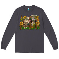 Smoke hereford bull and heifer with sunflowers Long Sleeve Tee - LillyAllenDesigns