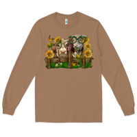 Toasted Coconut hereford bull and heifer with sunflowers Long Sleeve Tee - LillyAllenDesigns