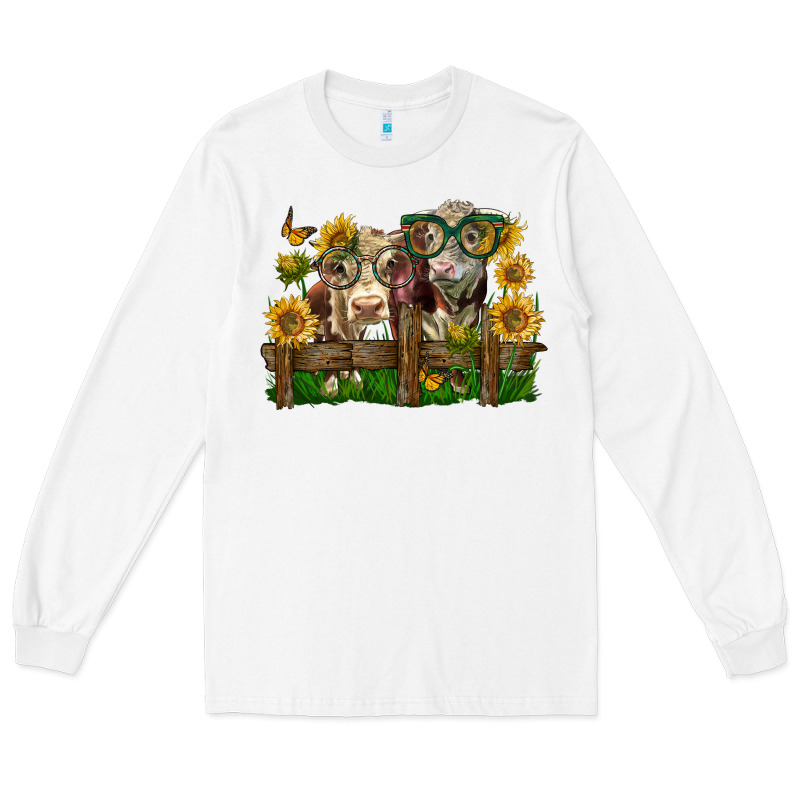 Hereford Bull And Heifer With Sunflowers Long Sleeve Tee by LillyAllenDesigns | Teevron