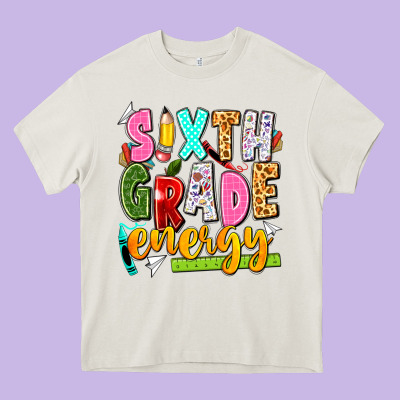 Sixth Grade Energy Heavy Core Tee Designed By Texasbilliewilder