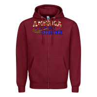 Burgundy America the beautiful Zipper Hoodie - NancyCooperArtShop