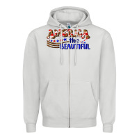 Dove Grey America the beautiful Zipper Hoodie - NancyCooperArtShop