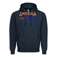 Navy America the beautiful Zipper Hoodie - NancyCooperArtShop