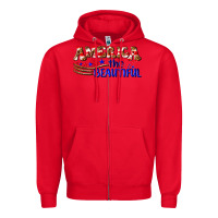 Red America the beautiful Zipper Hoodie - NancyCooperArtShop