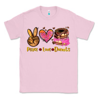 Bubblegum Pink peace love donuts Classic Tee - AdoDesignShop
