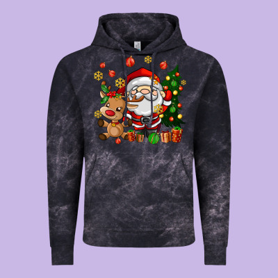 Santa And Reindeer Vintage Hoodie Designed By Adodesignshop