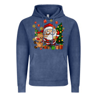 Vintage Denim santa and reindeer Vintage Hoodie - AdoDesignShop