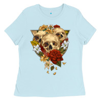 Baby Blue Triangle Flower Skeletons Ladies Tee - RanaPortraitStore