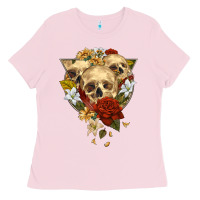Bubblegum Pink Triangle Flower Skeletons Ladies Tee - RanaPortraitStore