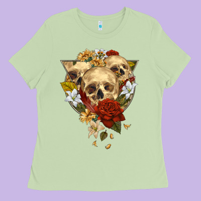 Ladies Tee Triangle Flower Skeletons