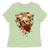 Matcha Triangle Flower Skeletons Ladies Tee - RanaPortraitStore