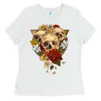 White Triangle Flower Skeletons Ladies Tee - RanaPortraitStore