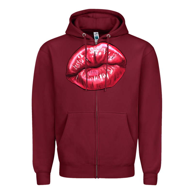 Lips Mark Zipper Hoodie by NancyCooperArtShop | Teevron