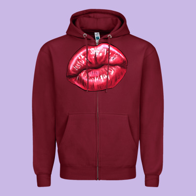 Lips Mark Zipper Hoodie Designed By Nancycooperartshop