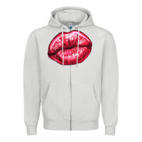 Dove Grey lips mark Zipper Hoodie - NancyCooperArtShop