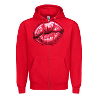 Red lips mark Zipper Hoodie - NancyCooperArtShop