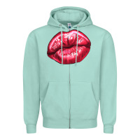 Seafoam lips mark Zipper Hoodie - NancyCooperArtShop