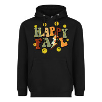 Black happy fall smiley face Heavyweight Hoodie - BarkalooDesign