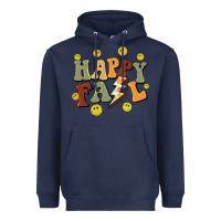 Navy happy fall smiley face Heavyweight Hoodie - BarkalooDesign