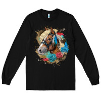 Black haflinger horse floral Long Sleeve Tee - LillyAllenDesigns