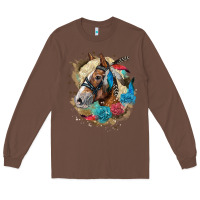 Chestnut haflinger horse floral Long Sleeve Tee - LillyAllenDesigns
