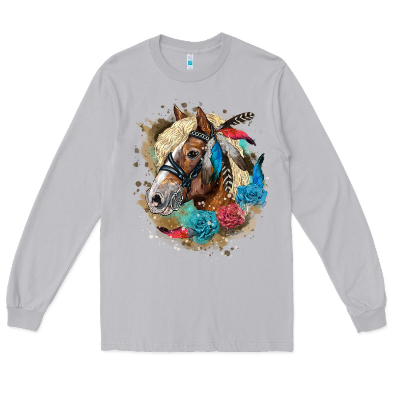 Haflinger Horse Floral Long Sleeve Tee by LillyAllenDesigns | Teevron