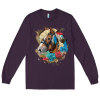 Plum haflinger horse floral Long Sleeve Tee - LillyAllenDesigns