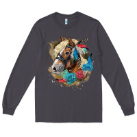 Smoke haflinger horse floral Long Sleeve Tee - LillyAllenDesigns