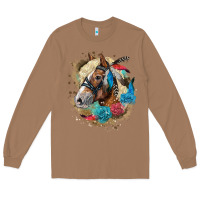 Toasted Coconut haflinger horse floral Long Sleeve Tee - LillyAllenDesigns