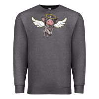 Charcoal Heather angel baby pig Premium Sweatshirt - BarkalooDesign