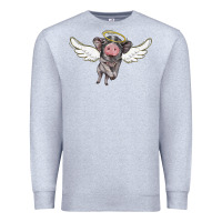Heather Grey angel baby pig Premium Sweatshirt - BarkalooDesign