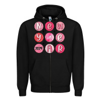 Black new year 2024 Zipper Hoodie - MaliasSmallBusiness