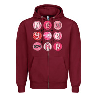 Burgundy new year 2024 Zipper Hoodie - MaliasSmallBusiness