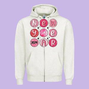 New Year 2024 Zipper Hoodie Designed By Maliassmallbusiness