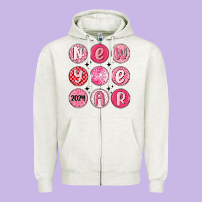 New Year 2024 Zipper Hoodie Designed By Maliassmallbusiness