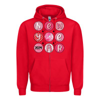 Red new year 2024 Zipper Hoodie - MaliasSmallBusiness