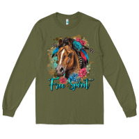 Army Green free spirit quarter horse floral Long Sleeve Tee - LillyAllenDesigns